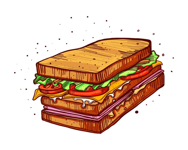 Sandviç dijital vektör illüstrasyon — Stok Vektör