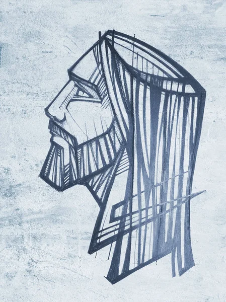 Jesus Christus Gesicht Bleistift und Kohle Zeichnung — Stockfoto