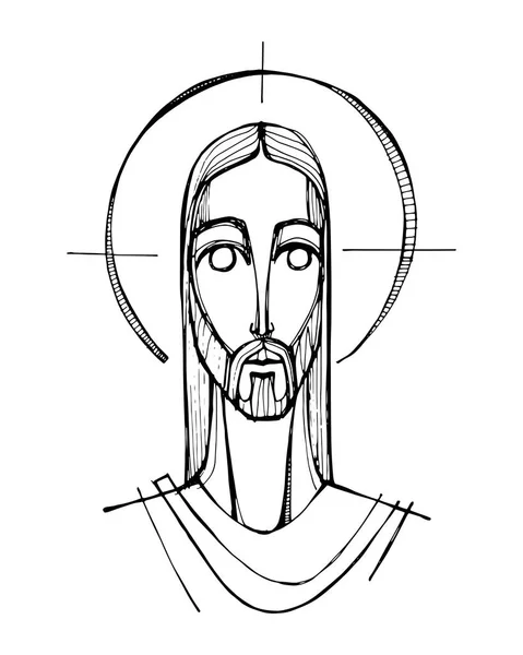 Цифровая иллюстрация Jesus Christ Face — стоковый вектор