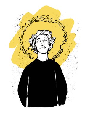 Genç adam vektör mürekkebi çizimi