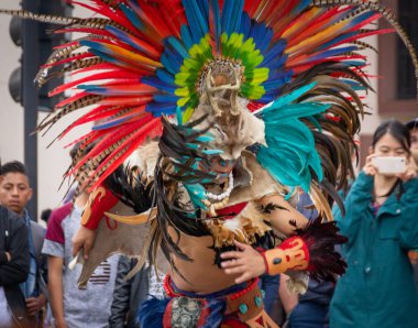 San Crist sokaklarında geleneksel prehispanic dans detay