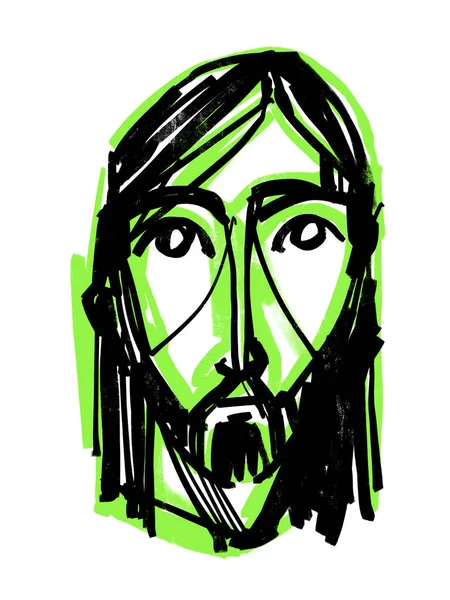 Jesus Crist Face hand getekend illustratie — Stockfoto