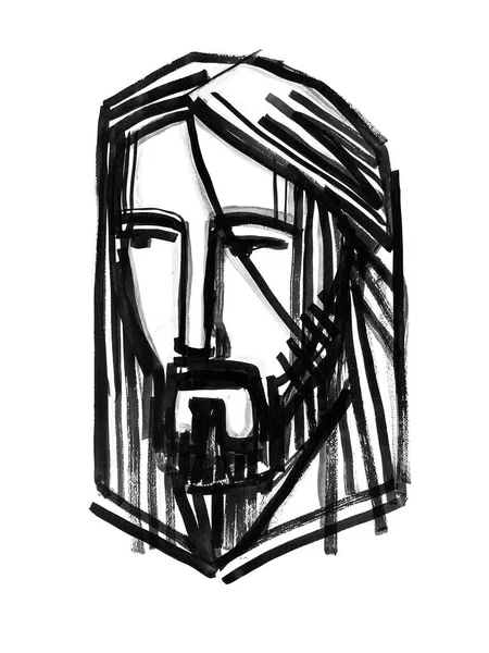 Tinta Desenhada Mão Ilustração Desenho Jesus Cristo Retrato — Fotografia de Stock
