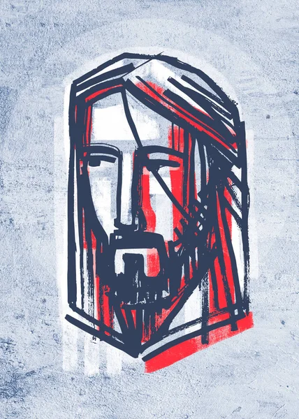 Hand drawn ink illustration or drawing of Jesus Christ portrait