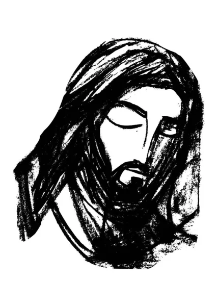 Tinta Vetorial Digital Ilustração Desenho Jesus Cristo — Vetor de Stock