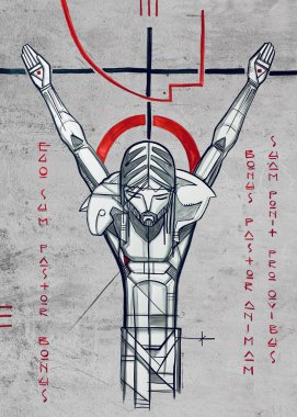 İsa Mesih 'in çarmıhtaki resmi ya da çizimi ve Latince' de 