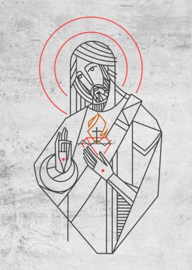 İsa Mesih 'in el çizimi ya da resmi Kutsal Yürek