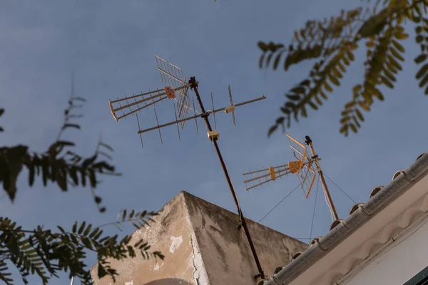Yagi television antenna on a roof