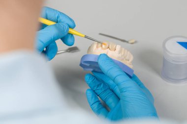 Yapay diş fırçasıyla boyama işini kapatın.