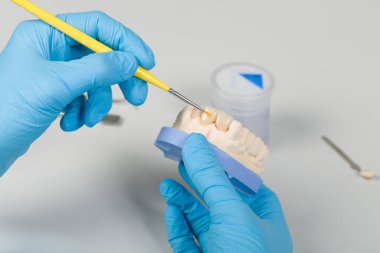 Yapay diş fırçasıyla boyama işini kapatın.