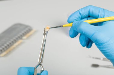 Yapay diş fırçasıyla boyama işini kapatın.