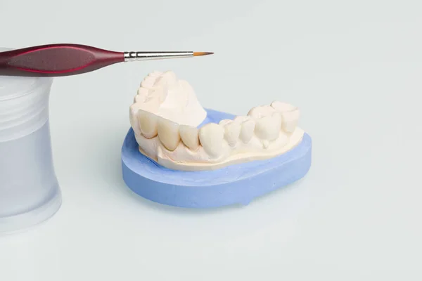 Крупним Планом Інструменти Малювання Робіт Штучного Зубного Ряду — стокове фото