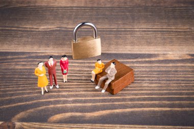 kilit, illüstrasyon genel veri koruma Yönetmeliği ve kapalı erişim için insan figürleri