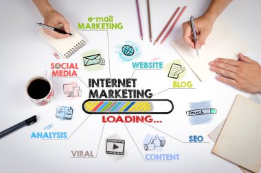 İnternet pazarlama, teknoloji ve reklam kavramı