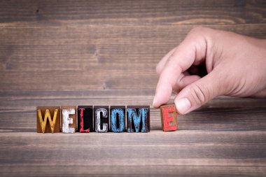 hoş geldiniz, iletişim ve iş kavramı