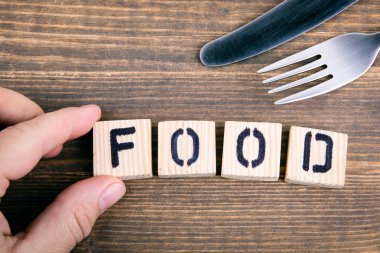 Gıda. Ofis Masası ahşap harfler