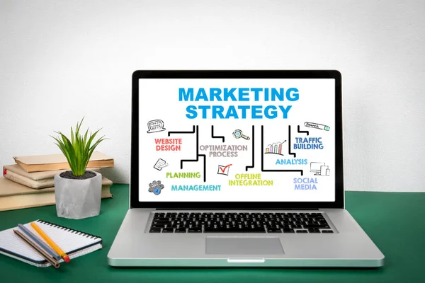 Estrategia de marketing Concepto. Gráfico con palabras clave — Foto de Stock