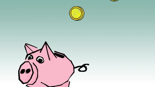 Piggy bank with coins. Saving or accumulation of money, investment — Stock Video