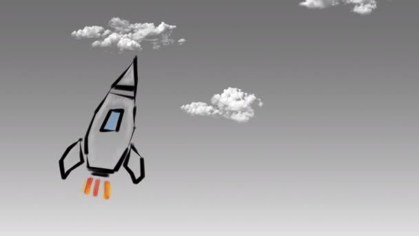 Raket lansering, fartyg. Begreppet företags produkt på en marknad — Stockvideo