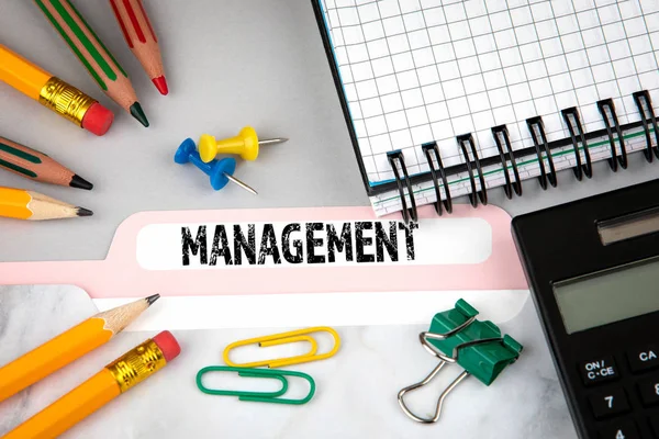 Management concept. Folder register op Bureau — Stockfoto