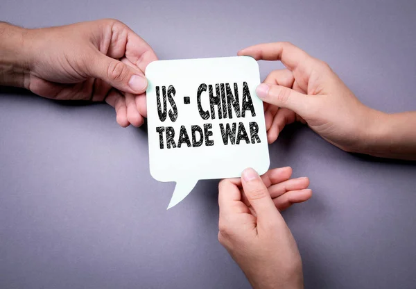 US - China trade war concept. Speech bubble