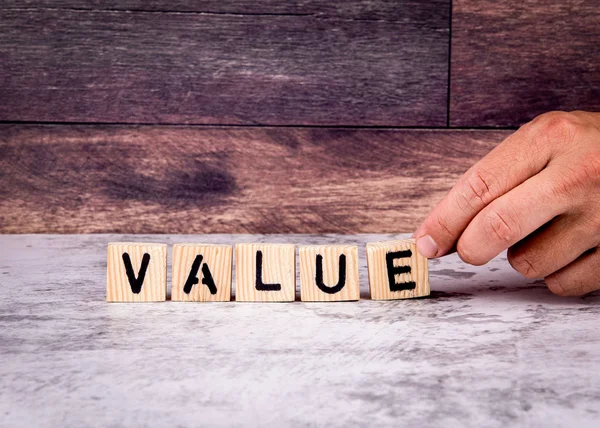 Value. Word from wooden letters — Stock Photo, Image