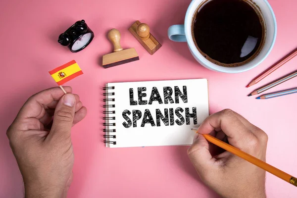 Вивчати іспанську мову. Текст для handwriitng — стокове фото