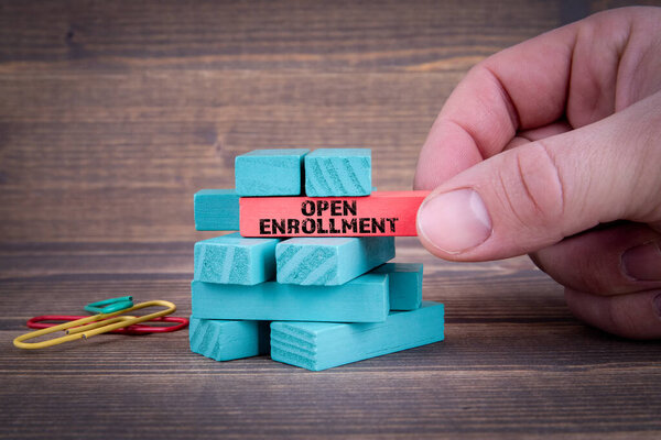 Open Enrollment Concept With Colourful Wooden Blocks