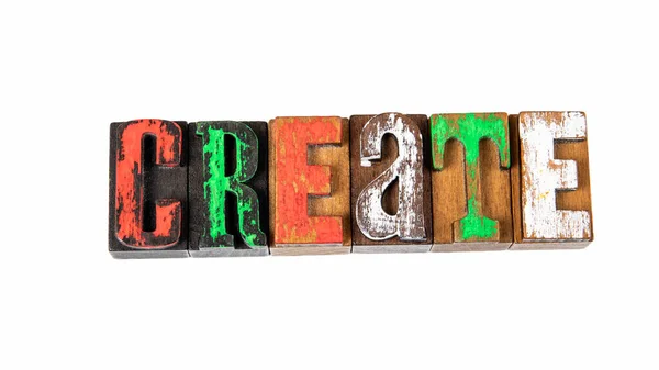 CREATE. Colored wooden letters on a white background — Stock Photo, Image