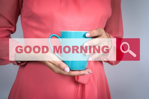 GUTES MORGEN. Morgenkaffee, positiver und erfolgreicher Start in den Tag — Stockfoto