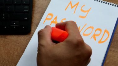 Şifre yazılıyor. Dijital dünyada güvenlik ve siber güvenlik kavramı