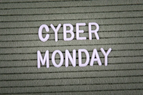 CYBER MONDAY. White letters of the alphabet on a green background. — Stock Photo, Image