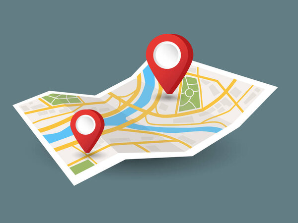 Карта города с указанием местоположения, направления и направления, путешествия, джунгли, гид