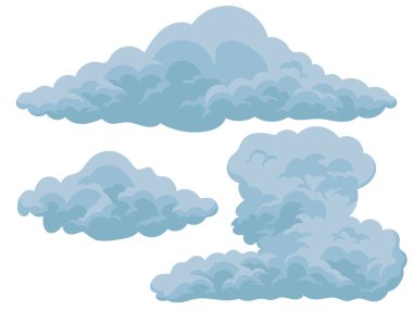 Yağmur veya gök gürültüsü bulutları, hava konsepti, gri bulutlar çizimi