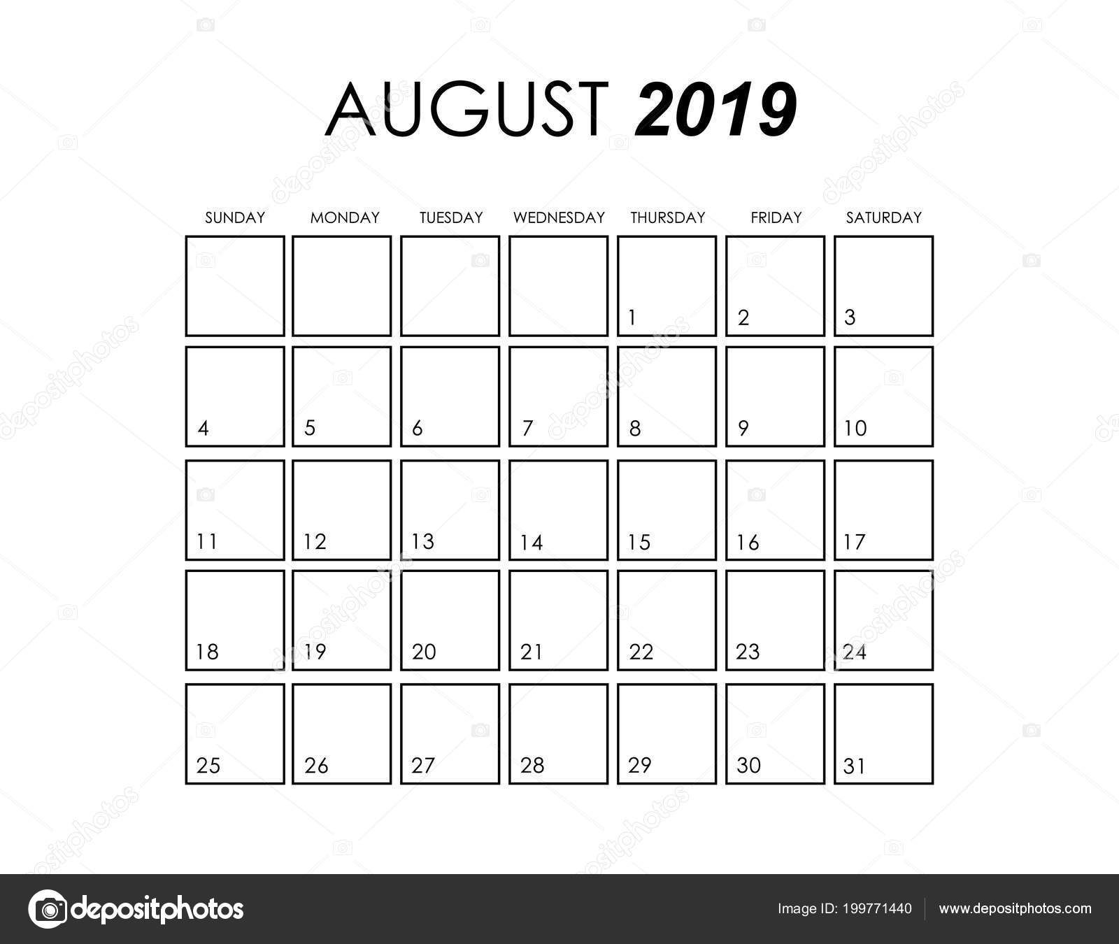 Template Of Calendar For August 2019 Stock Vector C Esbeauda 199771440 august kalendarz