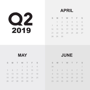 Takvim 2019 yılının ikinci çeyreğinde