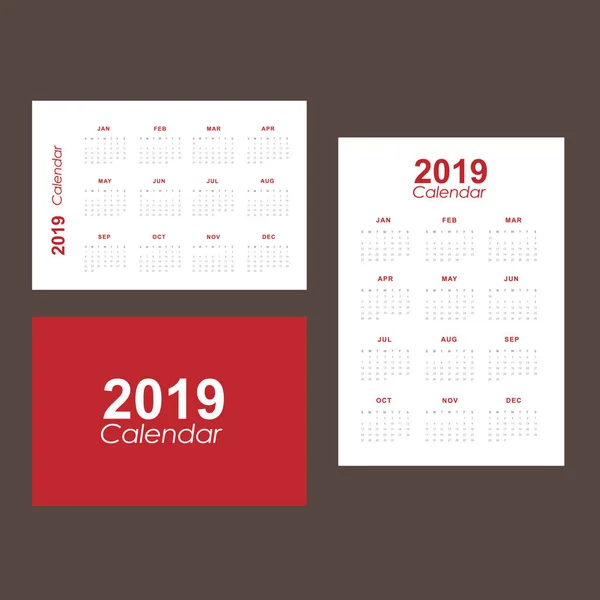 Modelo de calendário para 2019 — Vetor de Stock