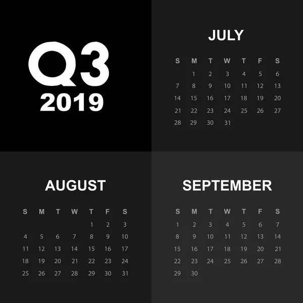 Takvim 2019 yılının son çeyreğine