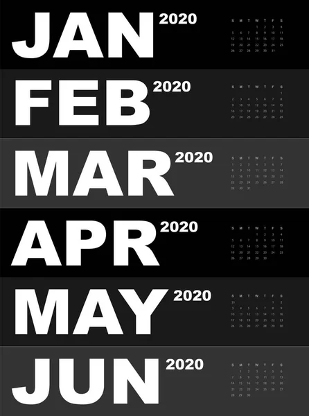Abstrakcyjny i nowoczesny kalendarz 2020 — Wektor stockowy