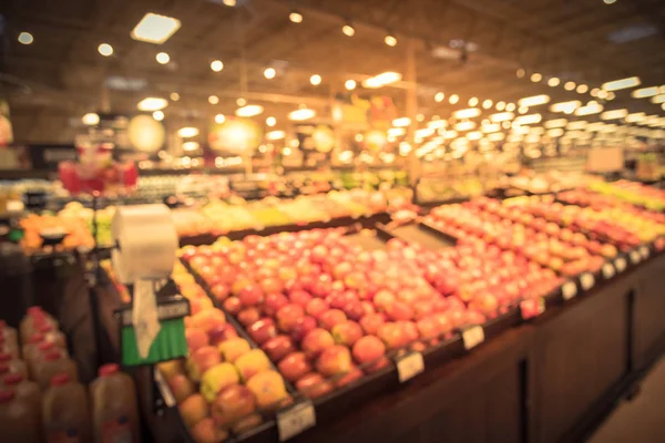 Vintage Sfocatura Astratta Prodotti Freschi Biologici Frutta Verdura Sugli Scaffali — Foto Stock