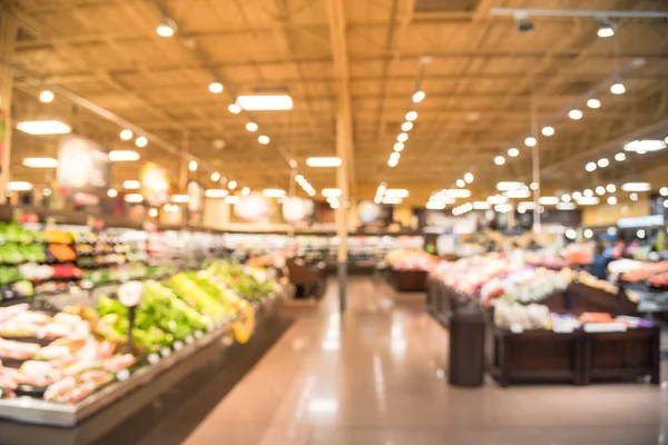 Sfocatura Astratta Prodotti Freschi Biologici Frutta Verdura Sugli Scaffali Negozio — Foto Stock