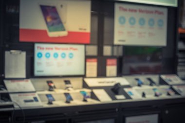 Vintage modern akıllı telefonlar ekranda çeşitli bulanık