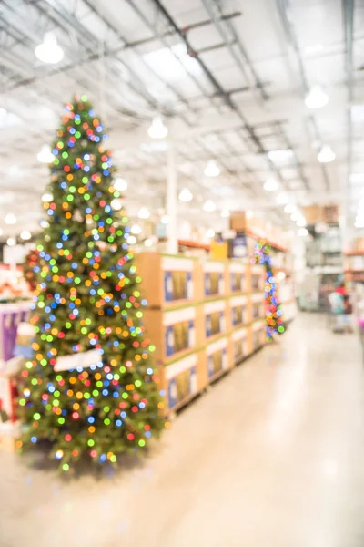 Abstracto Borrosa Enorme Decoración Del Árbol Navidad Tienda Por Mayor — Foto de Stock