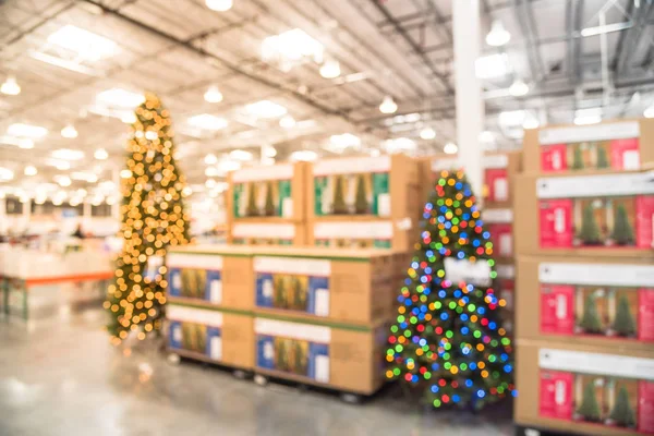 Imagen Borrosa Enorme Decoración Del Árbol Navidad Tienda Por Mayor — Foto de Stock