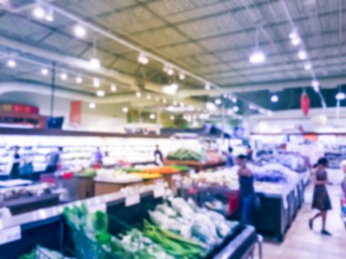 Soyut bulanık meşgul müşteri taze sebze için alışveriş 