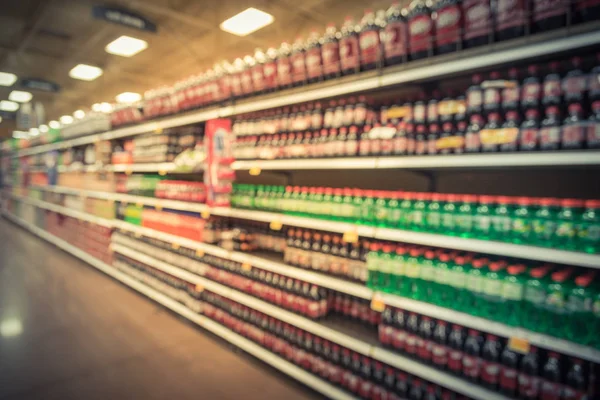 Vintage Blurred Image Soft Drinks Aisle American Store Affordability Wide — Stock Photo, Image
