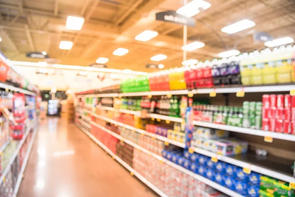 Blurred Image Soft Drinks Aisle American Store Affordability Wide Variety — Stock Photo, Image