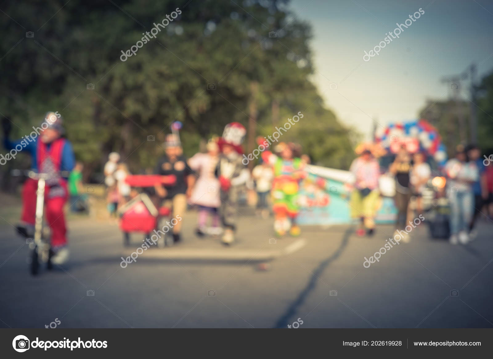 Vintage Blurred Fourth July Parade Celebration Irving Texas Usa