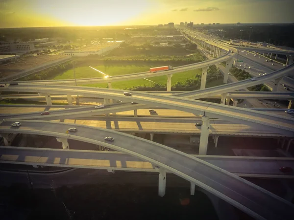 Vintage Vista Aérea Tom Enorme Rodovia Cruzamento Pilha Intercâmbio Com — Fotografia de Stock