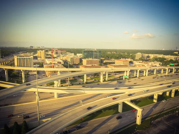빈티지 대규모 고속도로 교차로 고가로 교차점으로 휴스턴 텍사스 미국에서 구름다리 — 스톡 사진